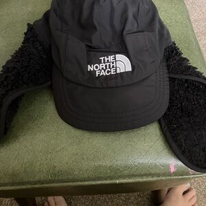 The North Face Black Ear Flap Cap kids size S